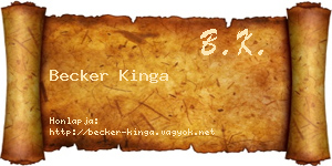 Becker Kinga névjegykártya